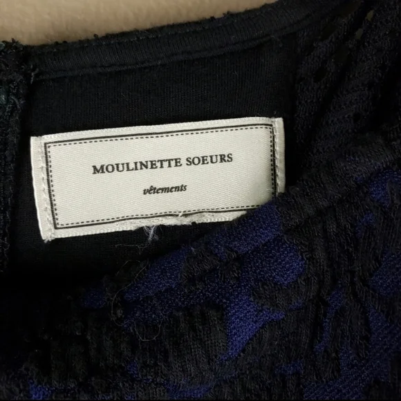 Anthropologie moulinette soeurs Blue Black Lace dress - Picture 10 of 15